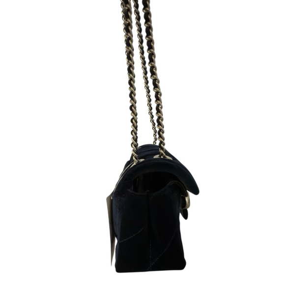 Coach Tabby‎ 20 Navy Blue and Silver Quilted Velvet Shoulder Bag Small NWT - Picture 7 of 13